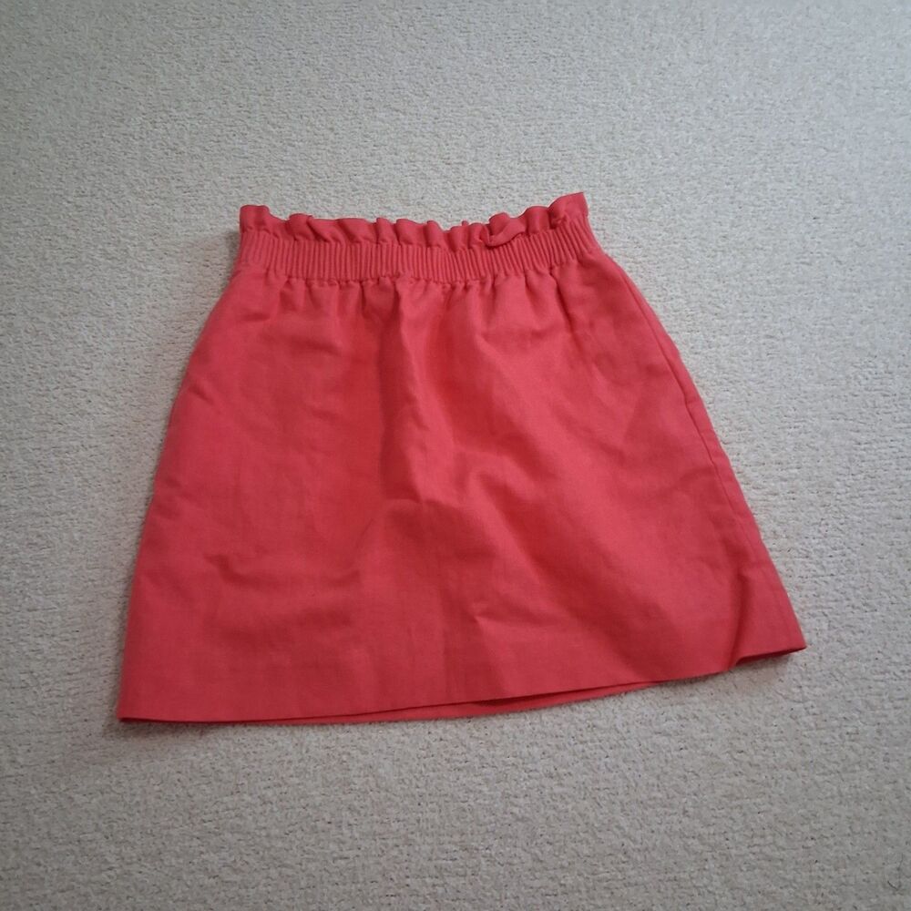 J. Crew cotton linen coral skirt minimalist quiet luxury preppy resort wear Sz 4